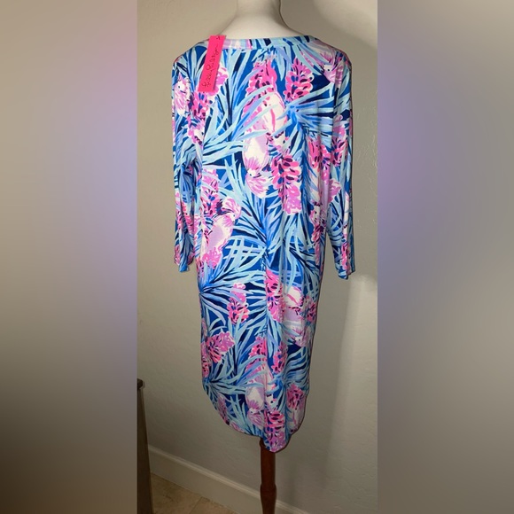 New! Lilly Pulitzer Tropical Daphne 3/4 Sleeve 100%Pima Cotton Dress Size XL💕🐬 - Picture 4 of 12